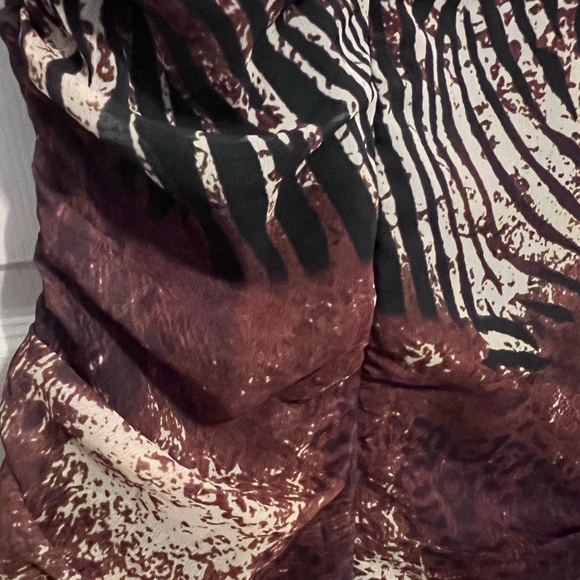 Mixed animal Crinkle Chiffon High Neck Ruched Mini Dress - Picture 9 of 9